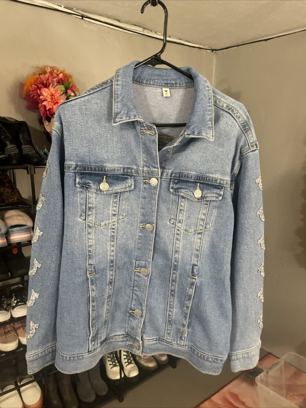 Y2K True Religion Women's Crystal Denim Jacket, Size S Barbie core Country Bling